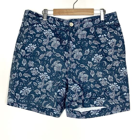Jachs Girlfriend Dark Blue Floral Leaf Printed Shorts Large - Picture 1 of 6